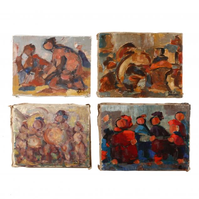 delgo-20th-century-abstract-figure-paintings-four-works