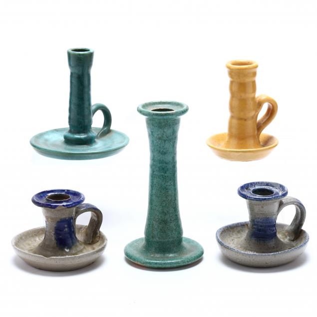 four-nc-pottery-candlesticks