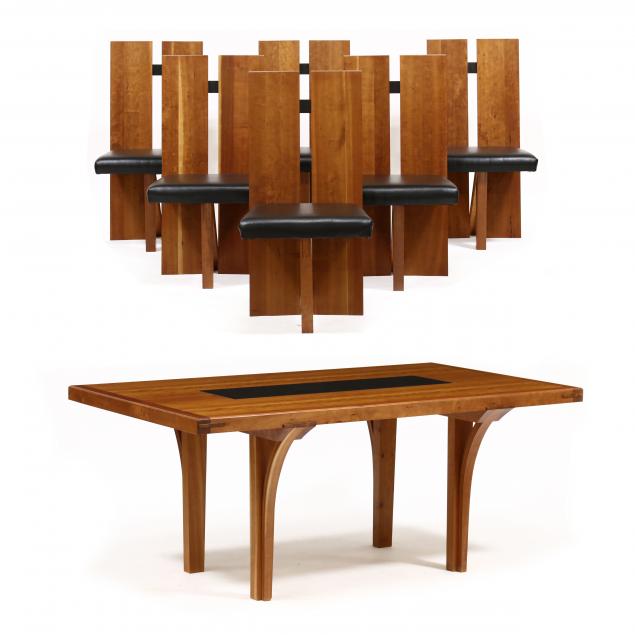 john-mcdermott-american-20th-century-cherry-dining-table-and-six-chairs