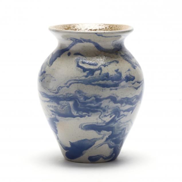 attributed-to-auman-pottery-swirl-vase-c-b-masten-decorator-nc-1930s