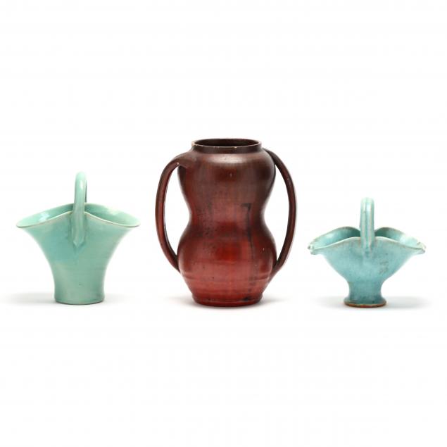 three-arthur-ray-cole-pottery-vessels-randolph-lee-county-nc