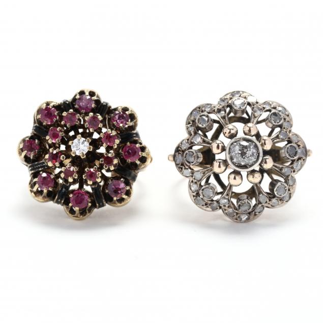 two-vintage-gem-set-dome-rings