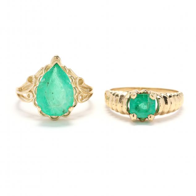 two-gold-and-emerald-rings