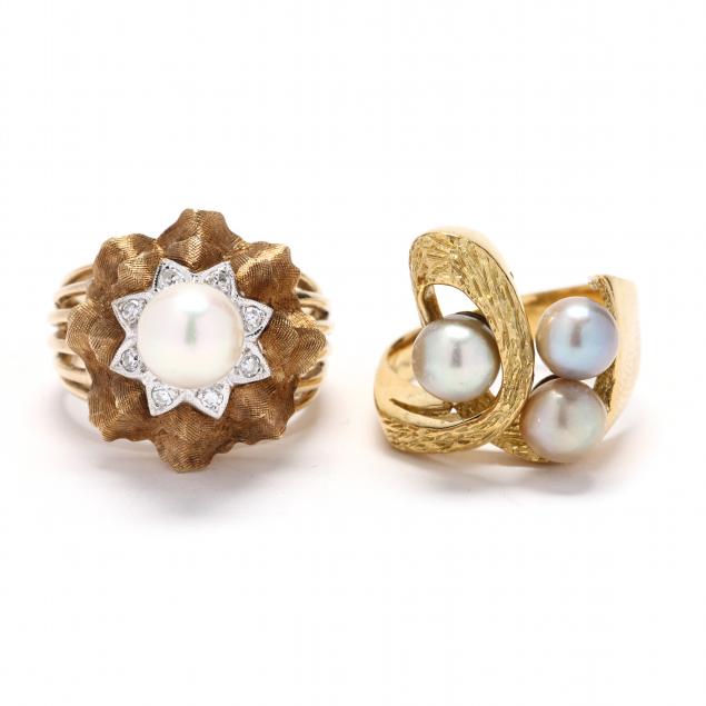 two-gold-and-pearl-rings