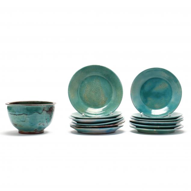 jugtown-pottery-chinese-blue-bowl-and-plates