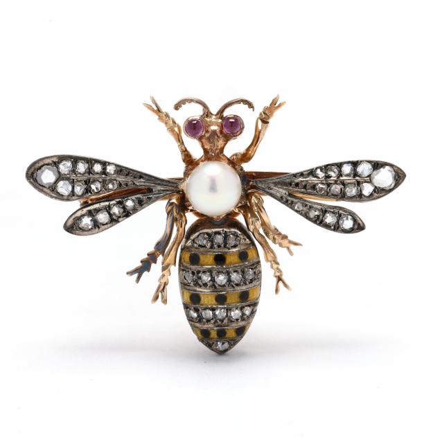 silver-topped-gold-and-gem-set-bee-brooch