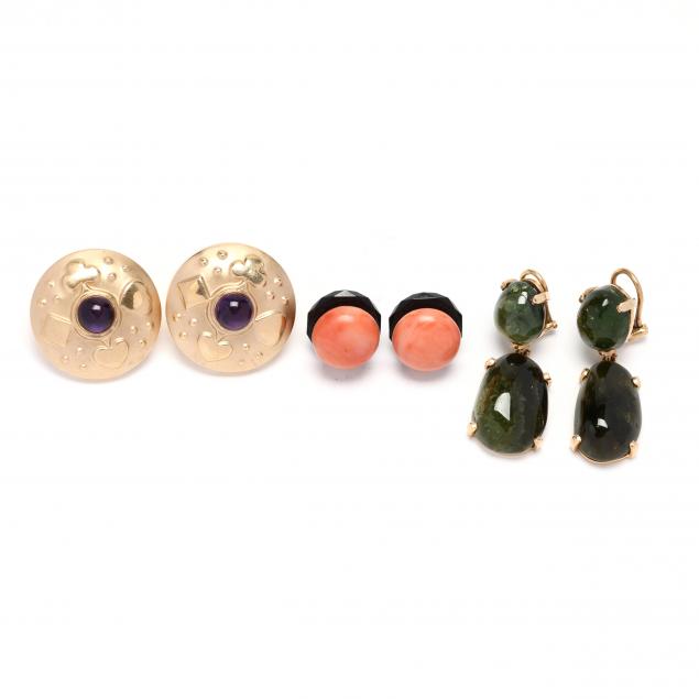 three-pairs-of-gem-set-earrings