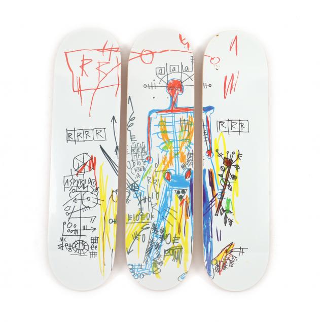 after-jean-michel-basquiat-american-1960-1988-skateboard-triptych-i-robot-i
