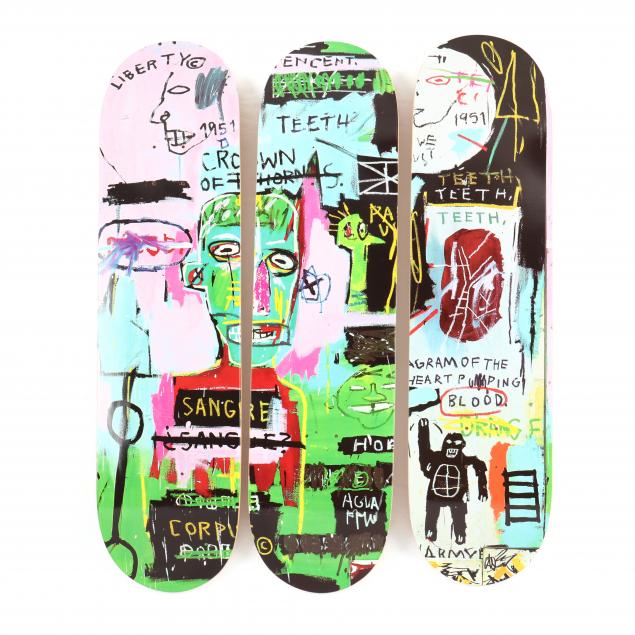 after-jean-michel-basquiat-american-1960-1988-skateboard-triptych-i-in-italian-i
