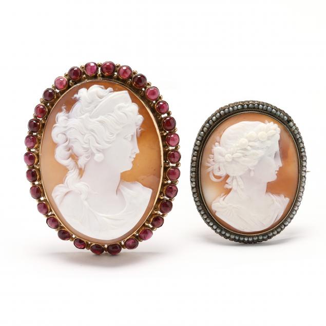 two-vintage-gold-and-gem-set-cameos