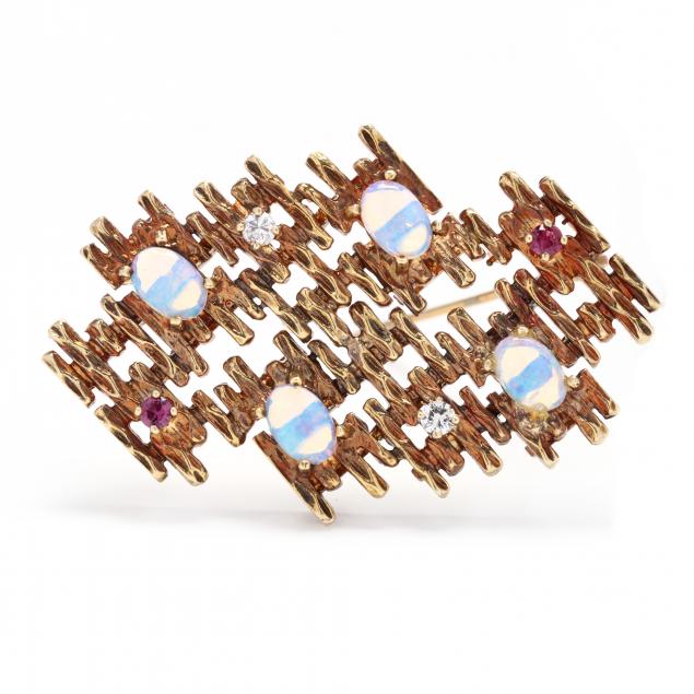 gold-opal-diamond-and-brutalist-motif-brooch