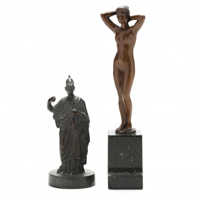 two-continental-bronze-statuettes
