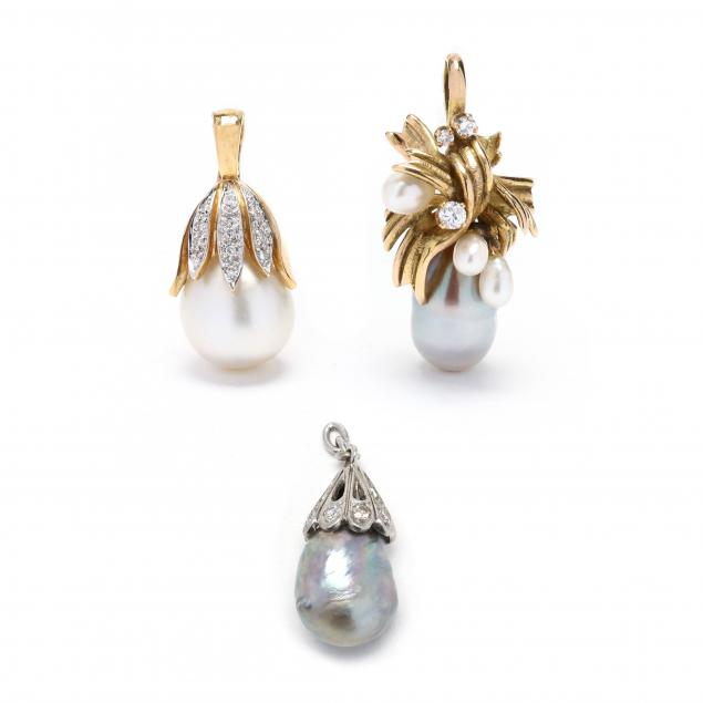 three-gold-and-pearl-pendants