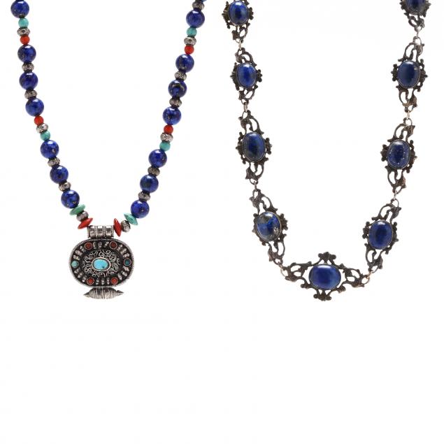 two-silver-and-lapis-lazuli-necklaces