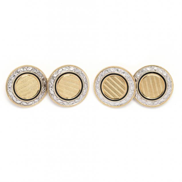 pair-of-bi-color-gold-and-enamel-cufflinks