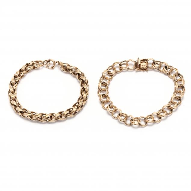 two-gold-link-bracelets