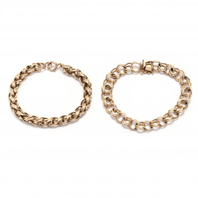 Two Gold Link Bracelets (Lot 4047 - Estate Jewelry AuctionNov 9, 2023, 10:00am)