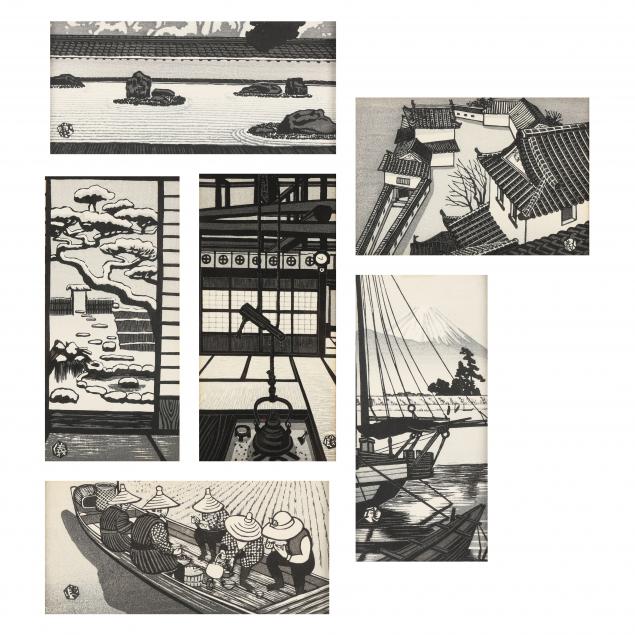 gihachiro-okuyama-japanese-1907-1981-six-woodblock-prints
