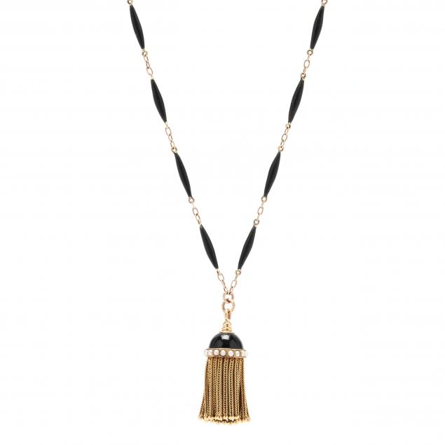 gold-enamel-and-seed-pearl-lavalier-tassel-necklace-france