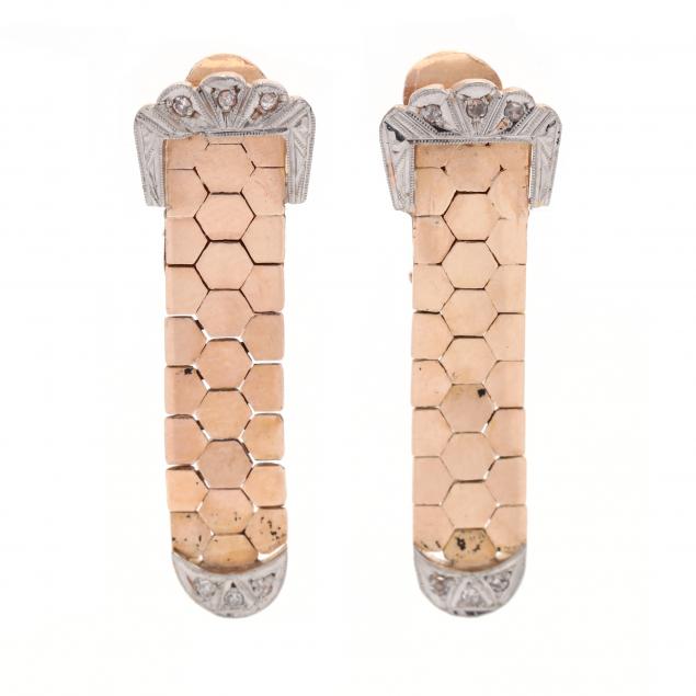 pair-of-retro-bi-color-gold-and-diamond-buckle-motif-earrings