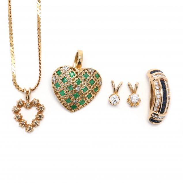 four-gem-set-pendants-and-a-pendant-necklace