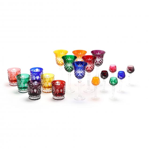 18-piece-assembled-set-of-cut-to-clear-glass-barware