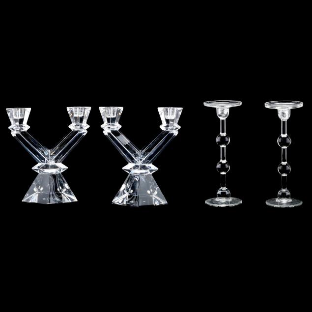 two-pair-of-signed-modernist-crystal-candlesticks
