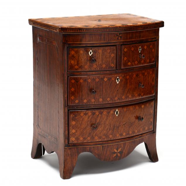 antique-english-inlaid-oak-miniature-chest-of-drawers