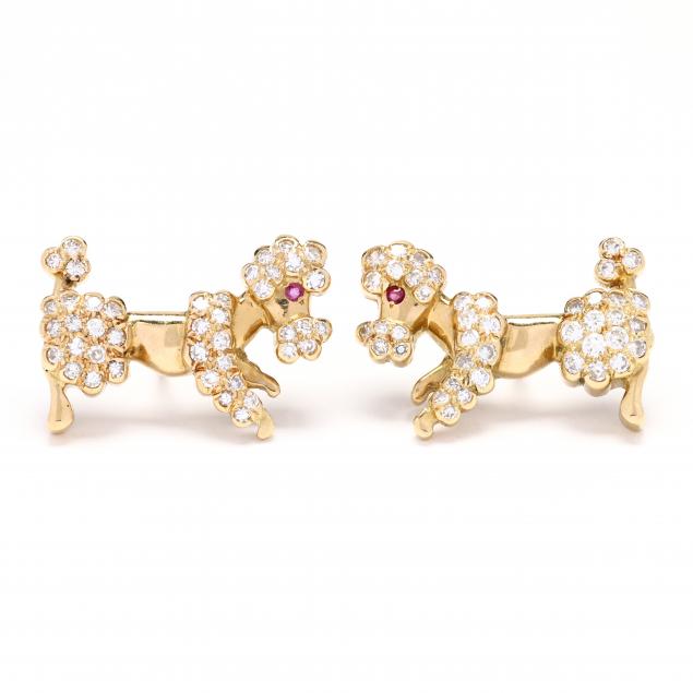 gold-and-gem-set-poodle-motif-earrings
