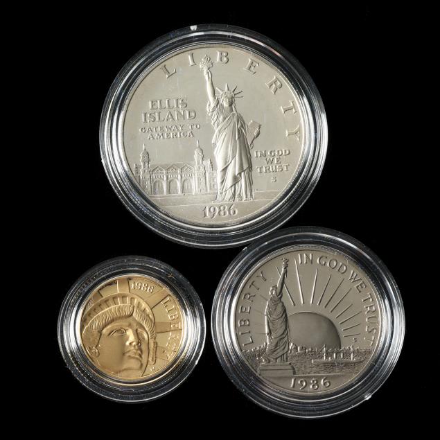 1986-statue-of-liberty-centennial-proof-set-with-three-coins