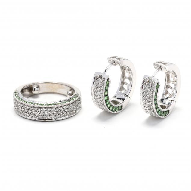 white-gold-tsavorite-garnet-and-diamond-ring-and-earrings