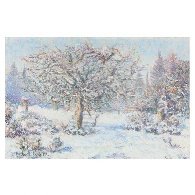 hugues-claude-pissarro-french-b-1935-i-le-jardin-de-mazzao-sous-la-neige-i