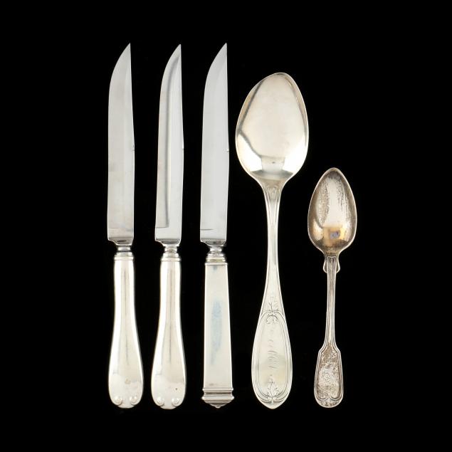 collection-of-five-assorted-tiffany-and-related-sterling-silver-flatware