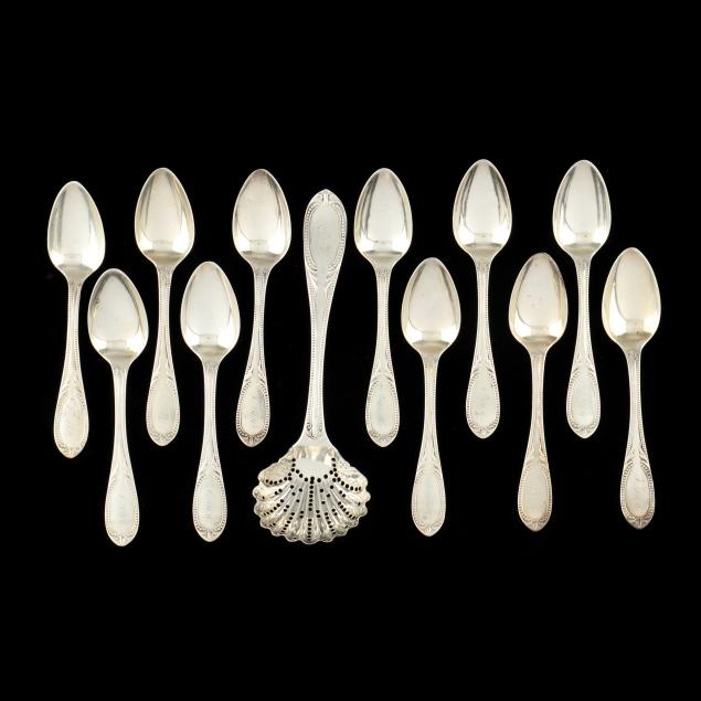 set-of-eleven-i-mayflower-i-silver-teaspoons-and-a-sugar-sifter-mostly-mitchell-tyler-virginia