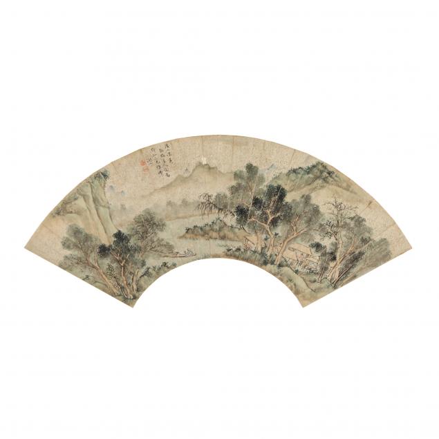 a-chinese-fan-painting-mounted-as-hanging-scroll
