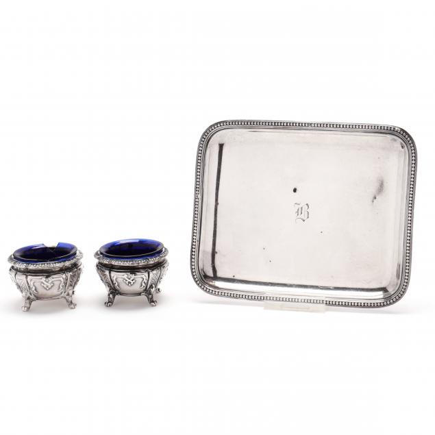 a-pair-of-french-1st-standard-silver-salt-cellars-and-small-serving-tray