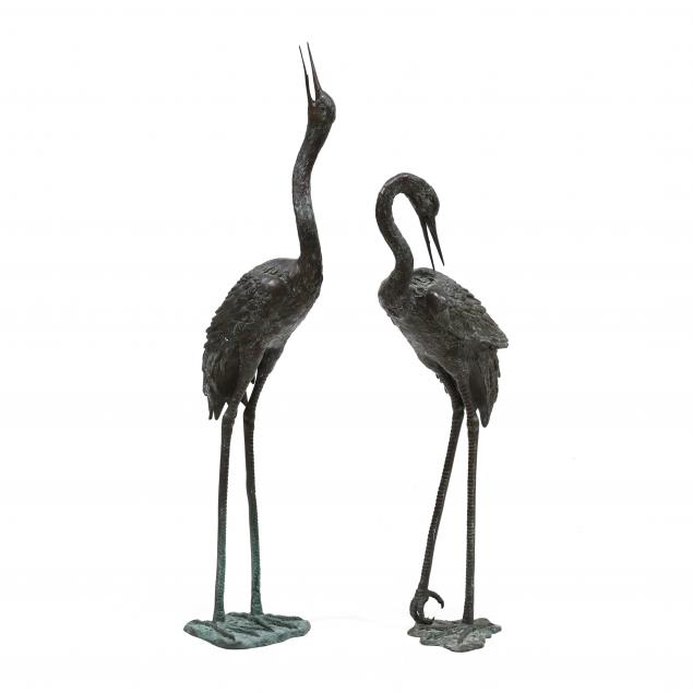 a-pair-of-maitland-smith-life-size-bronze-egret-garden-statues
