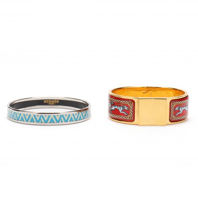 two-hermes-enameled-bangle-bracelets