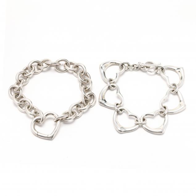 two-sterling-silver-heart-motif-bracelets-tiffany-co