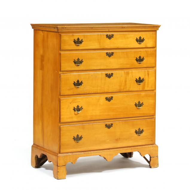 new-england-chippendale-maple-semi-tall-chest-of-drawers