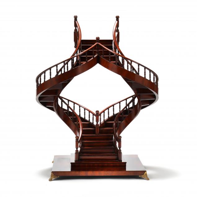 maitland-smith-mahogany-double-spiral-staircase-maquette