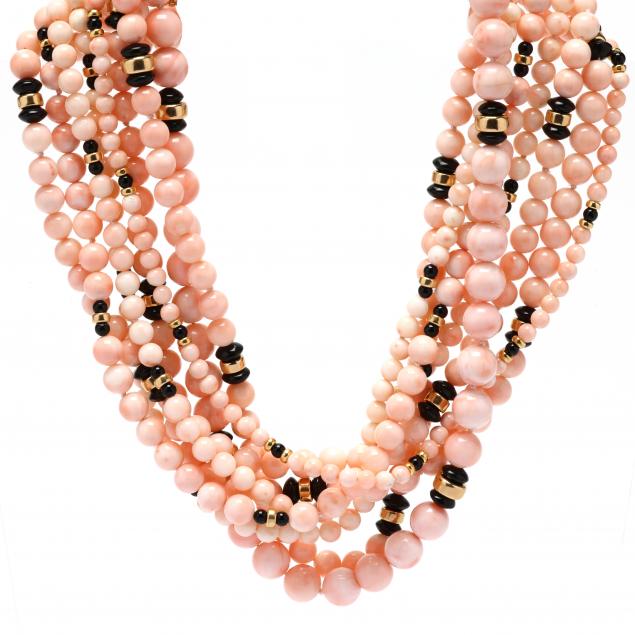multi-strand-gold-coral-and-onyx-necklace