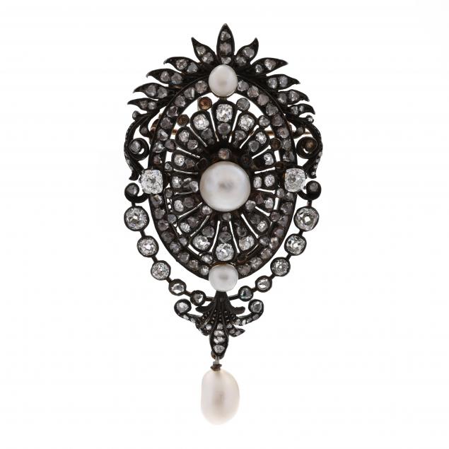 antique-silver-topped-gold-natural-pearl-and-diamond-brooch-pendant