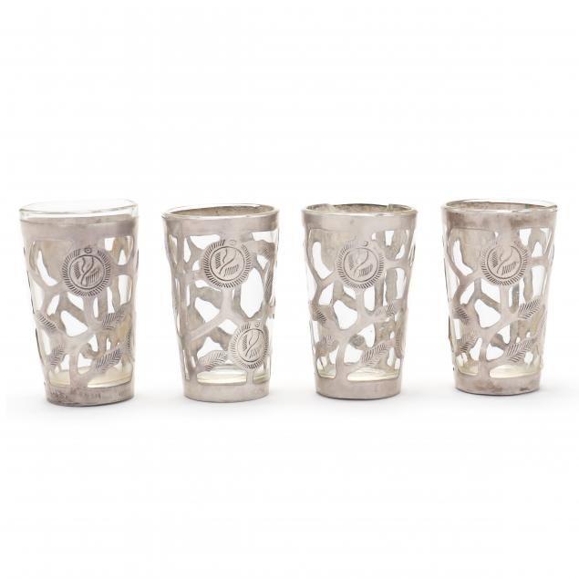 set-of-four-mexican-silver-overlaid-shot-glasses