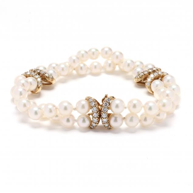 two-strand-gold-pearl-and-diamond-bracelet