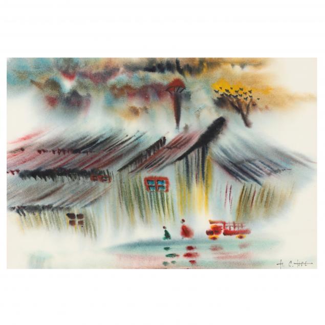 hon-chew-hee-american-chinese-1906-1993-village-scene