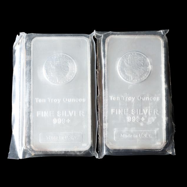 twenty-troy-ounces-of-999-fine-silver-in-two-ten-ounce-bars