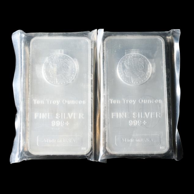 twenty-troy-ounces-of-999-fine-silver-in-two-ten-ounce-bars