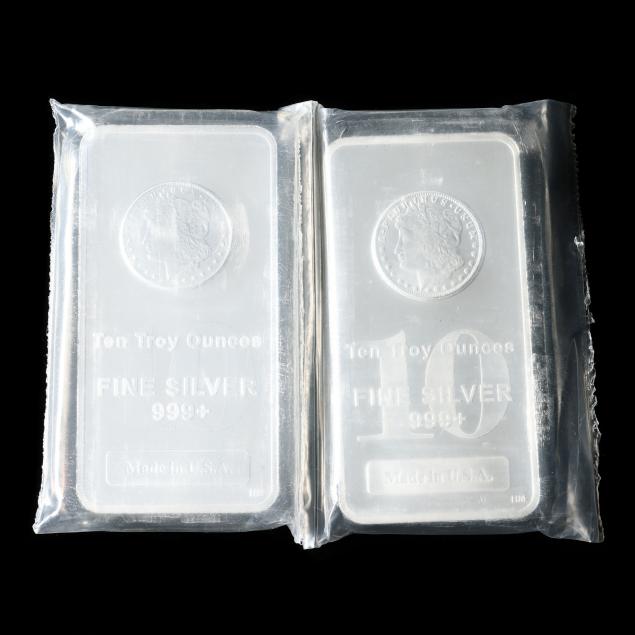 twenty-troy-ounces-of-999-fine-silver-in-two-ten-ounce-bars