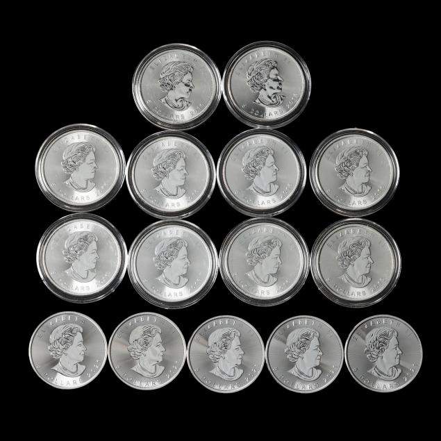 canada-fifteen-15-bu-one-ounce-999-silver-maple-leaf-coins